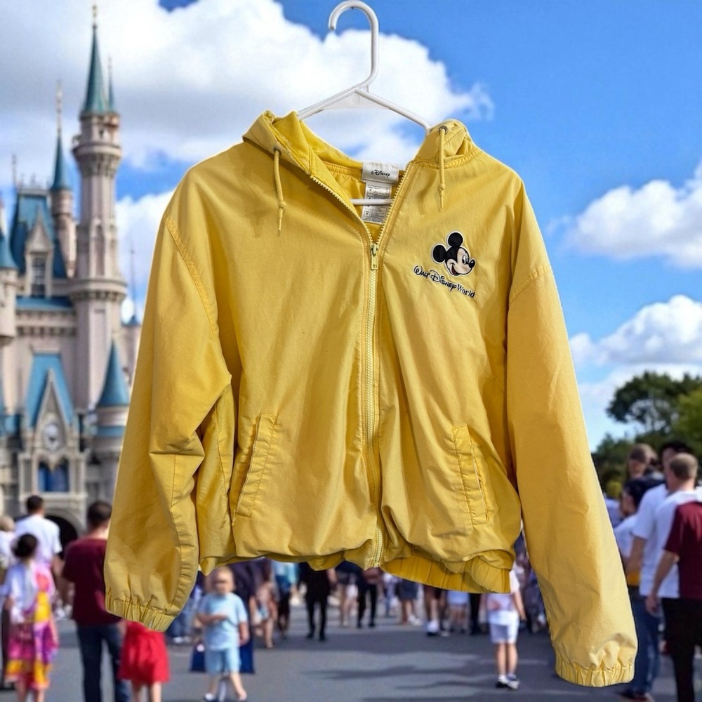 Vintage Yellow Walt Disney World Mickey Mouse Distressed Tathered jacket Size M